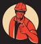 Construction Worker Thumbs Up Retro