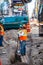 Construction worker on Times Square New York