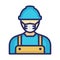 Construction Worker Wearing mask Vector Icon which can easily modify or edit