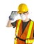 Construction worker wearing safety equipment