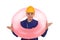 Construction worker with yellow helmet and a pink float