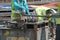 Construction workers bending the reinforcement bar at the bar bending yard