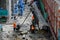 Construction workers at building site with scaffolding Bangkok Thailand