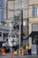 Construction workers fixing electricity cables