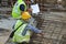 Construction workers having a discussion at the construction site.