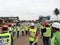 Construction workers having a discussion at the construction site.