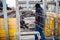 Construction workers installing metal bars, reinforced steel