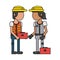 Construction workers with tools cartoons faceless