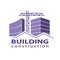 Construction working industry concept. Building construction logo in violet.