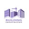 Construction working industry concept. Building construction logo in violet.