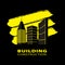 Construction working industry concept. Building construction logo in yellow and black