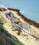 Construction works of new pier on the Baltic sea beach