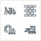 Constructions line icons. linear set. quality vector line set such as bulldozer, excavator, wall