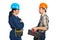 Constructor workers team conversation