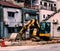 Constrution bulldozer working at construction site