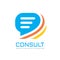 Consult business vector logo design. Message talking concept sign.