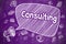 Consulting - Cartoon Illustration on Purple Chalkboard.