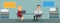 Consulting Woman Notebook Businessman Table Speech Bubbles