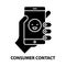 consumer contact icon, black vector sign with editable strokes, concept illustration
