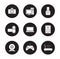 Consumer electronics black icons set
