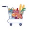 Consumer food basket with bakery, grocery products