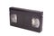 Consumer-level analog video recording tape cassette of VHS standard, isolated