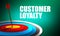 Consumer loyalty word with red arrow and board