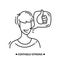 Consumer recommendation icon. Client avatar, thumbs up speech bubble. Linear vector illustration