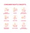 Consumer rights concept icons set