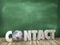 CONTACT 3D Word with Globe World on Chalkboard Background