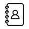 Contact book thin line vector icon