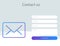 Contact form window. Template of feedback page with gradient mail icon. Mockup frame for contact us form. Message box