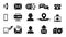 Contact information icons. Black finance website, business or social media or mobile support symbols. Isolated interface