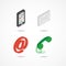 Contact isometric icons 3d vector illustration