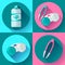 Contact lens case. Container, daily solution and tweezers, for contact lenses