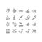 Contact lens flat line icons set. Ophthalmology, lens care, eye anatomy, contact lenses, medical tools. Simple flat vector