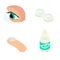 Contact lens icons set, isometric style