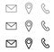 Contact line web icons mail, telephone and location