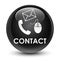 Contact (phone email and mouse icon) black glassy round button