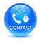 Contact (phone email and mouse icon) cyan blue glassy round