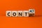From contact to contract symbol. Turned a wooden cube and changed the word contact to contract. Beautiful orange background, copy