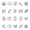 Contact us, business communication line icon set