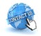 Contact us concept with world and hand cursor