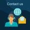 Contact us flat concept vector icon