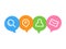 Contact us symbols set with email,location,searching,massage icons on colorful bubble text