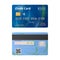Contactless bank credit card, front and back view
