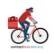 Contactless delivery service bicyclist vector icon