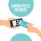 Contactless Payment Mobile Scan QR Code Cashless Society illustration