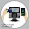 Contactless payment transaction terminal with display and pinpad. Wireless payment. POS terminal, MSR, EMV, NFC smartphone with p