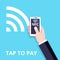 Contactless payment vector flat Icon. Mobile Payment with NFC technology. Near-field communication concept.